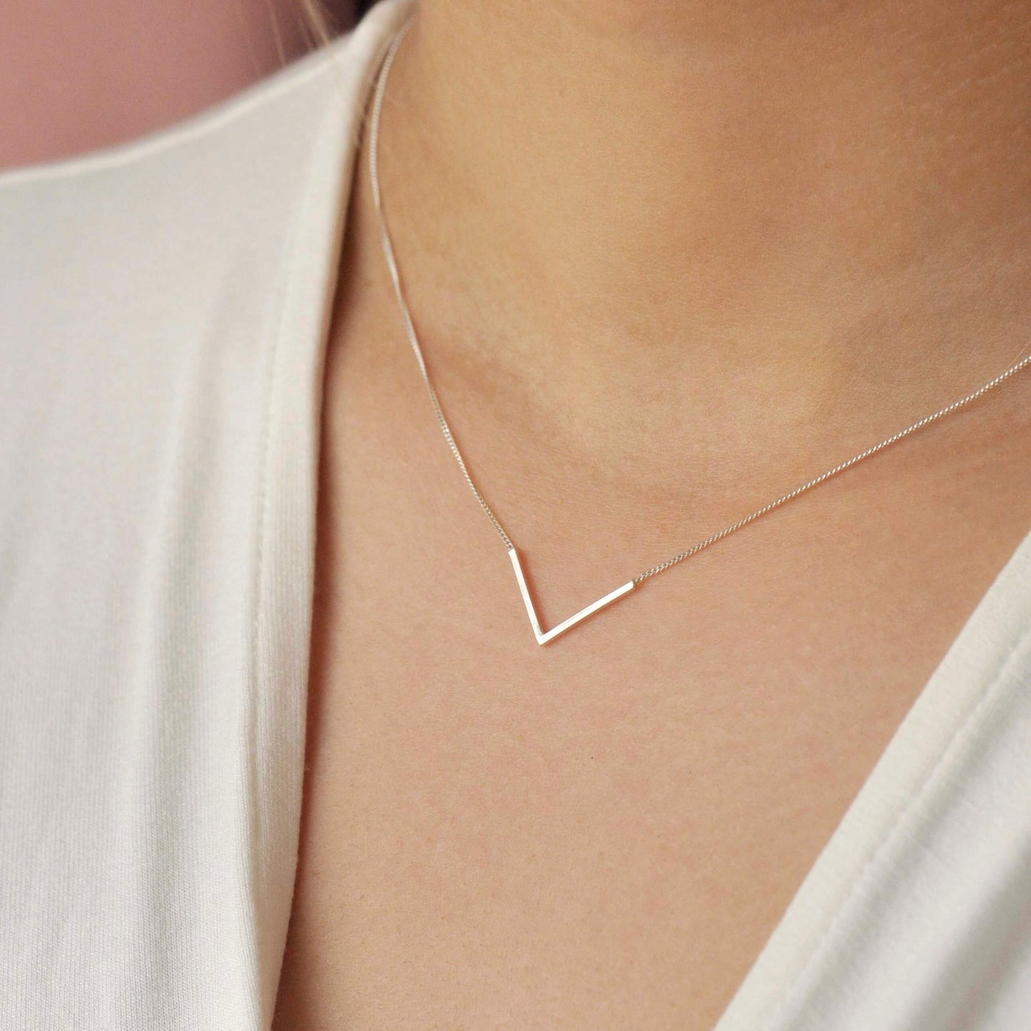 Sterling Silver V Necklace