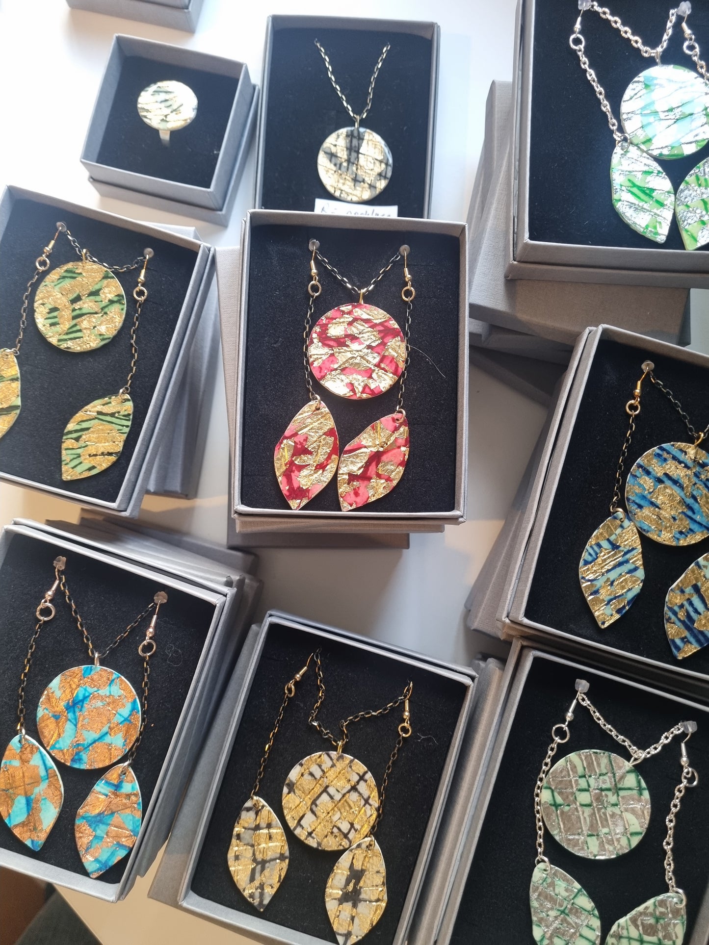 Green & Silver Necklace & Earrings Set