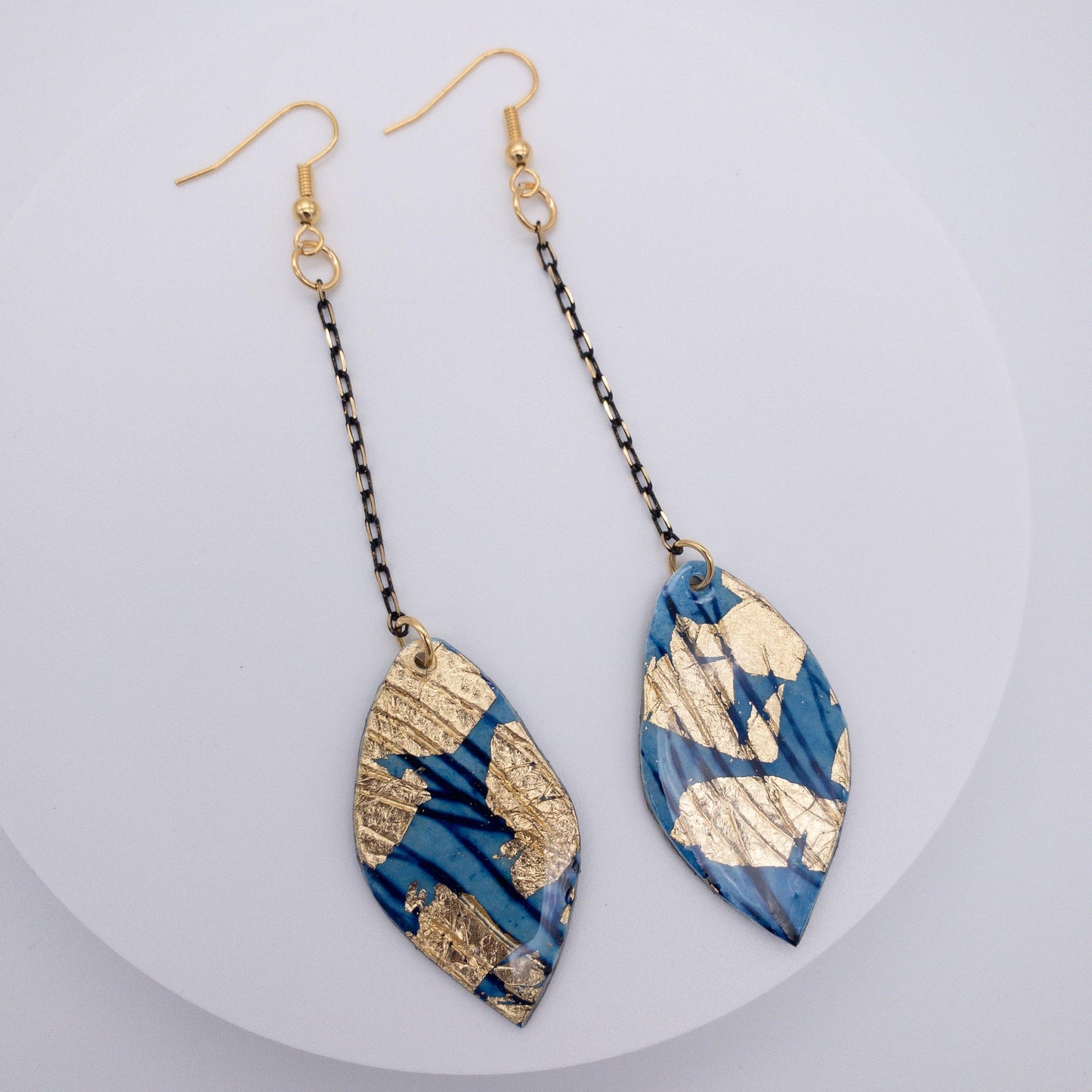 Rothlu Blue & Gold Drop Earrings