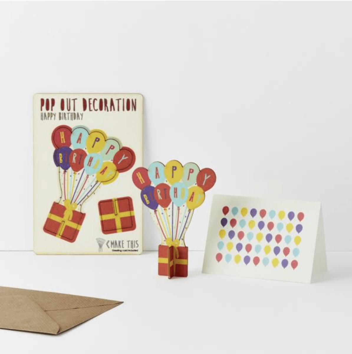 Birthday Balloons Pop Out Decoration & Card