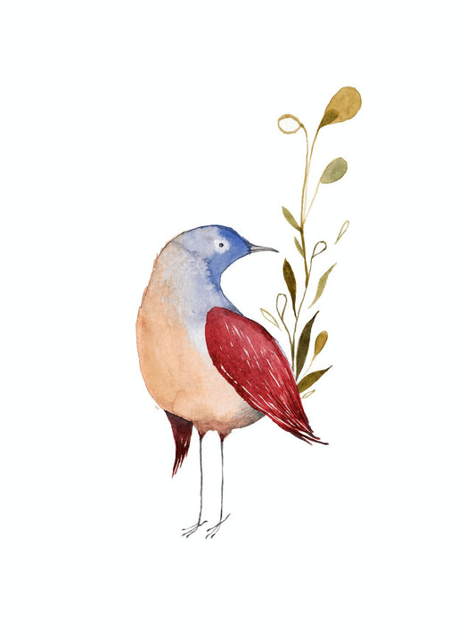 Red Winged Bird A4 Print