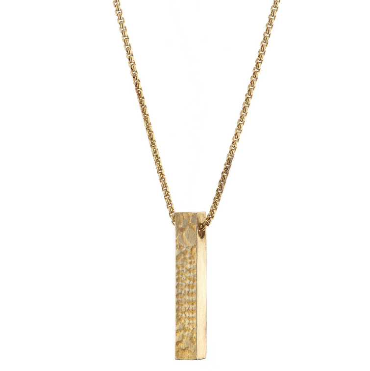 Gold Textured Bar Necklace