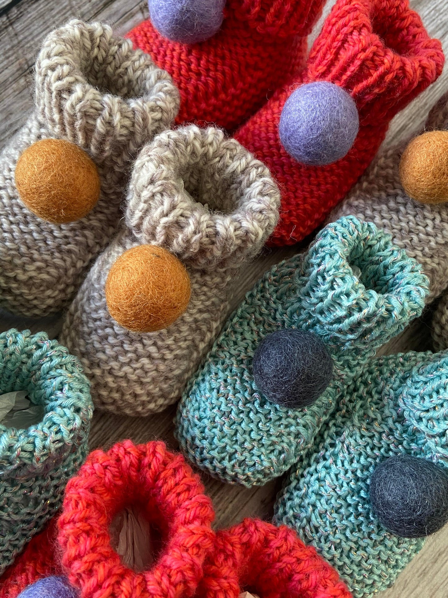 Seagreen Pom Pom Baby Booties - Drumgreenagh Craft & Design Store