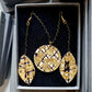 Black & Gold Necklace & Earrings Set