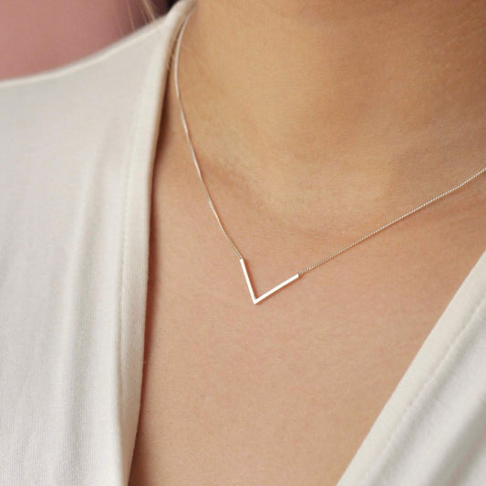 Sterling Silver V Necklace
