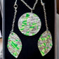 Green & Silver Necklace & Earrings Set