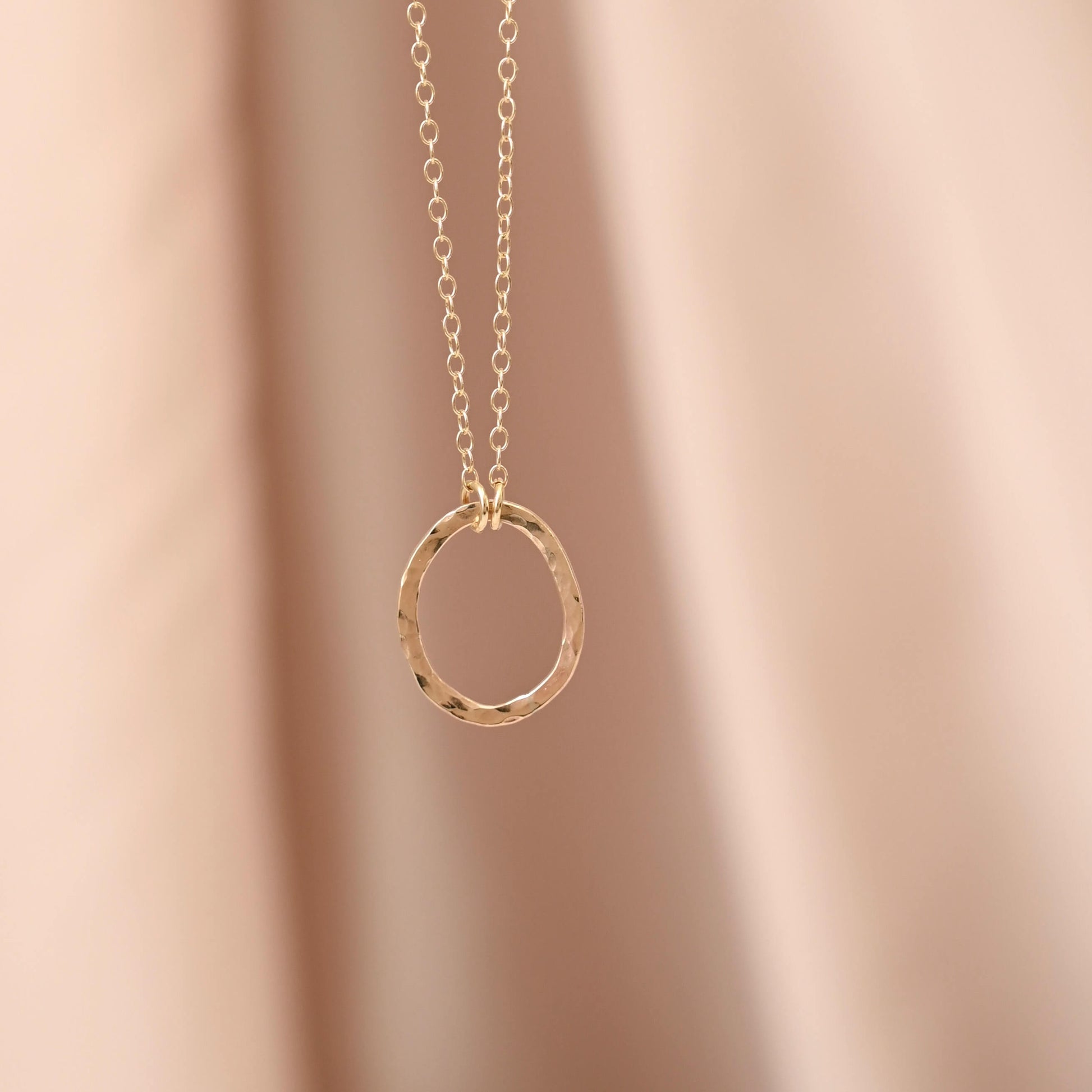 Hammered Gold Oval Pendant - Drumgreenagh Ethical Jewellery