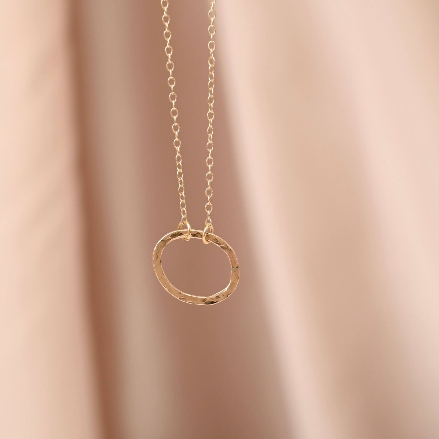 9ct Gold Hammered Oval Necklace
