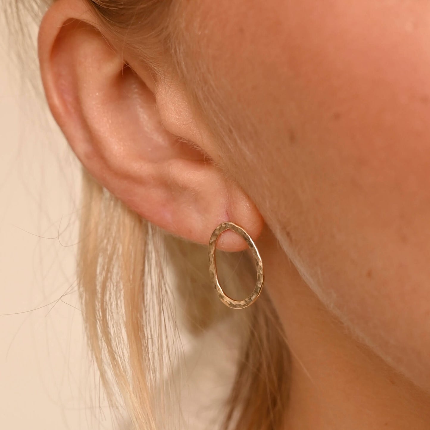 Gold Hammered Oval Earrings - Drumgreenagh Jewellery Gifts, Ireland