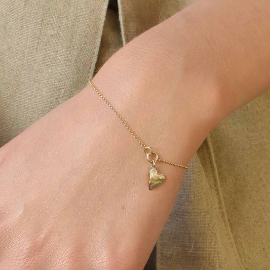 Gold Heart Charm Bracelet - Drumgreenagh Jewellery Gifts, Ireland