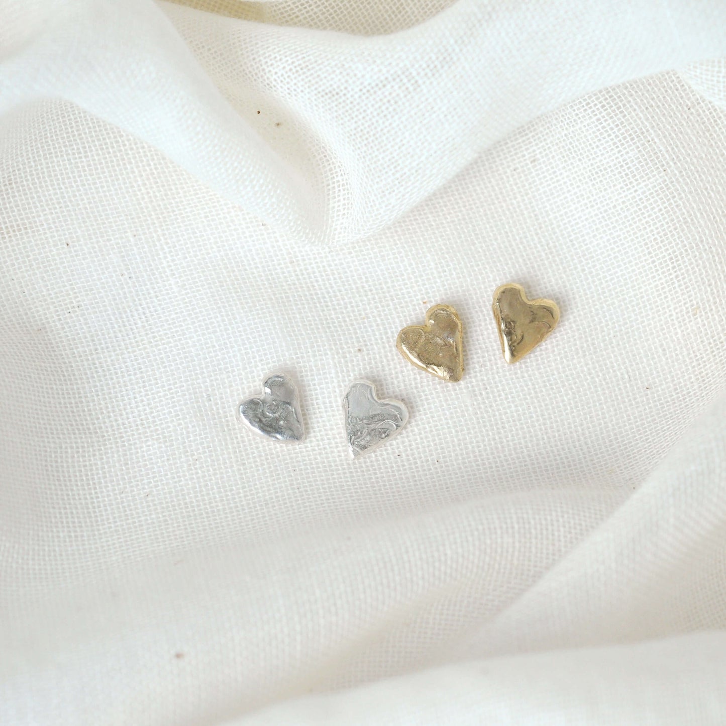 Gold & Silver Heart Stud Earrings - Drumgreenagh Gift Shop, Ireland