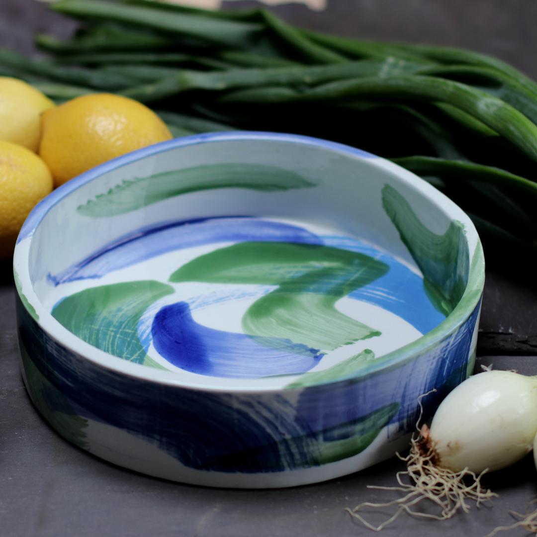 Blue & Green Round Dish - Drumgreenagh Irish Pottery