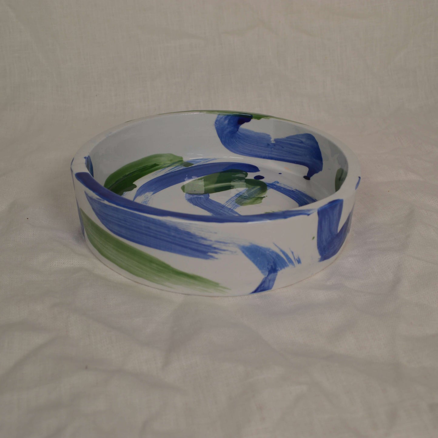 dish with green and blue patterns 