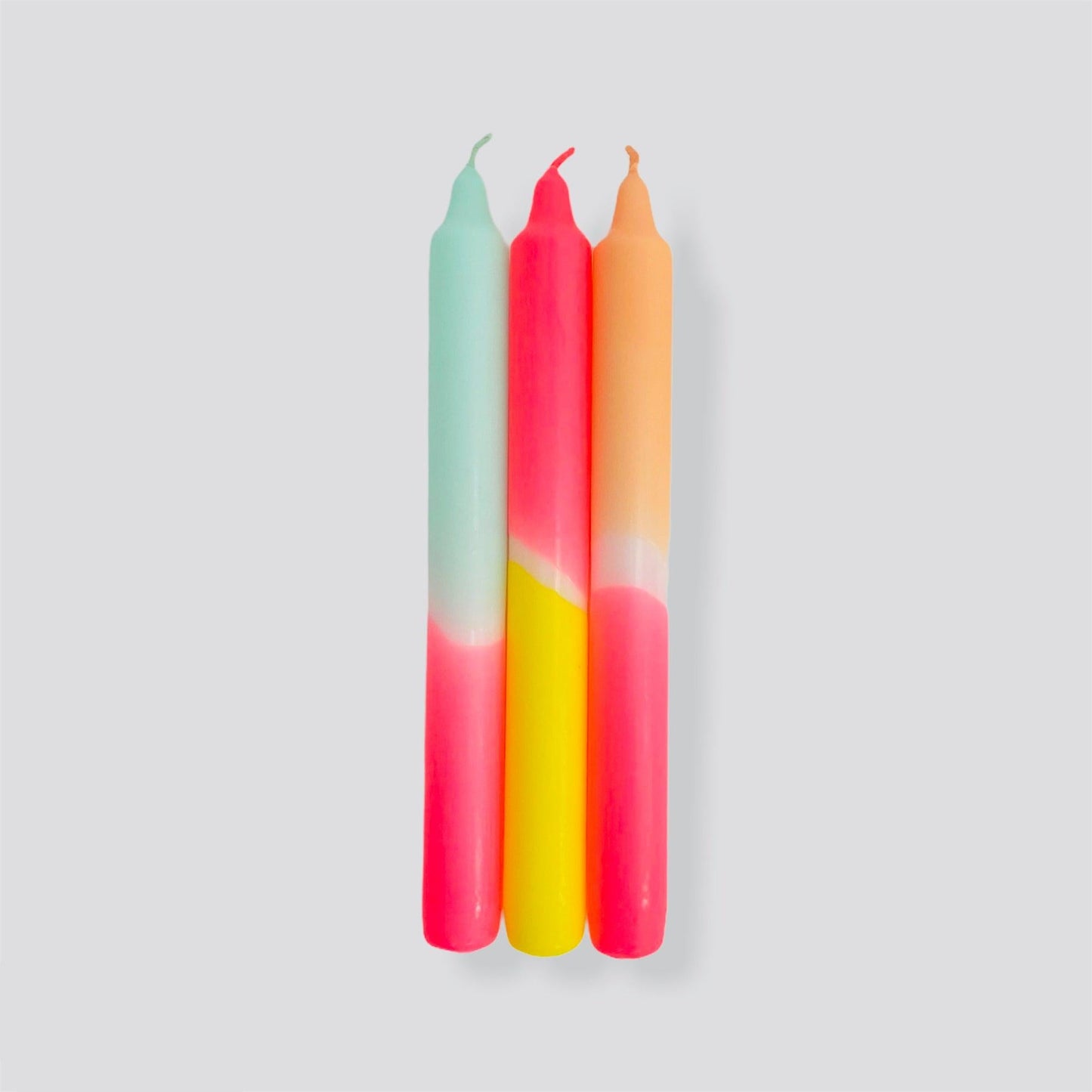 Trio of Dip Dyed Neon Candles