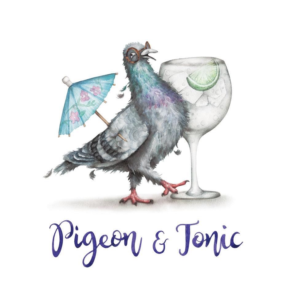 Funny Pigeon & Tonic Birthday Card