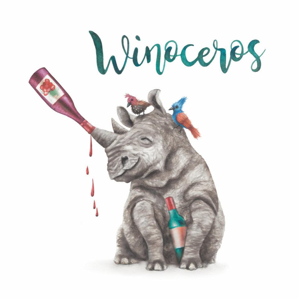 Funny Rhino & Wine Card