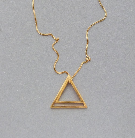 Gold Necklace with Double Triangle Pendant - Drumgreenagh Craft & Design Store