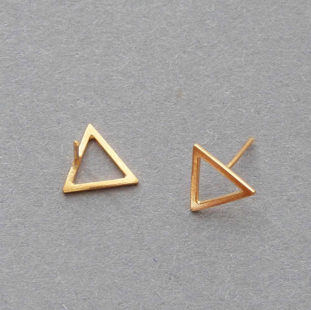 Gold Triangle Stud Earrings