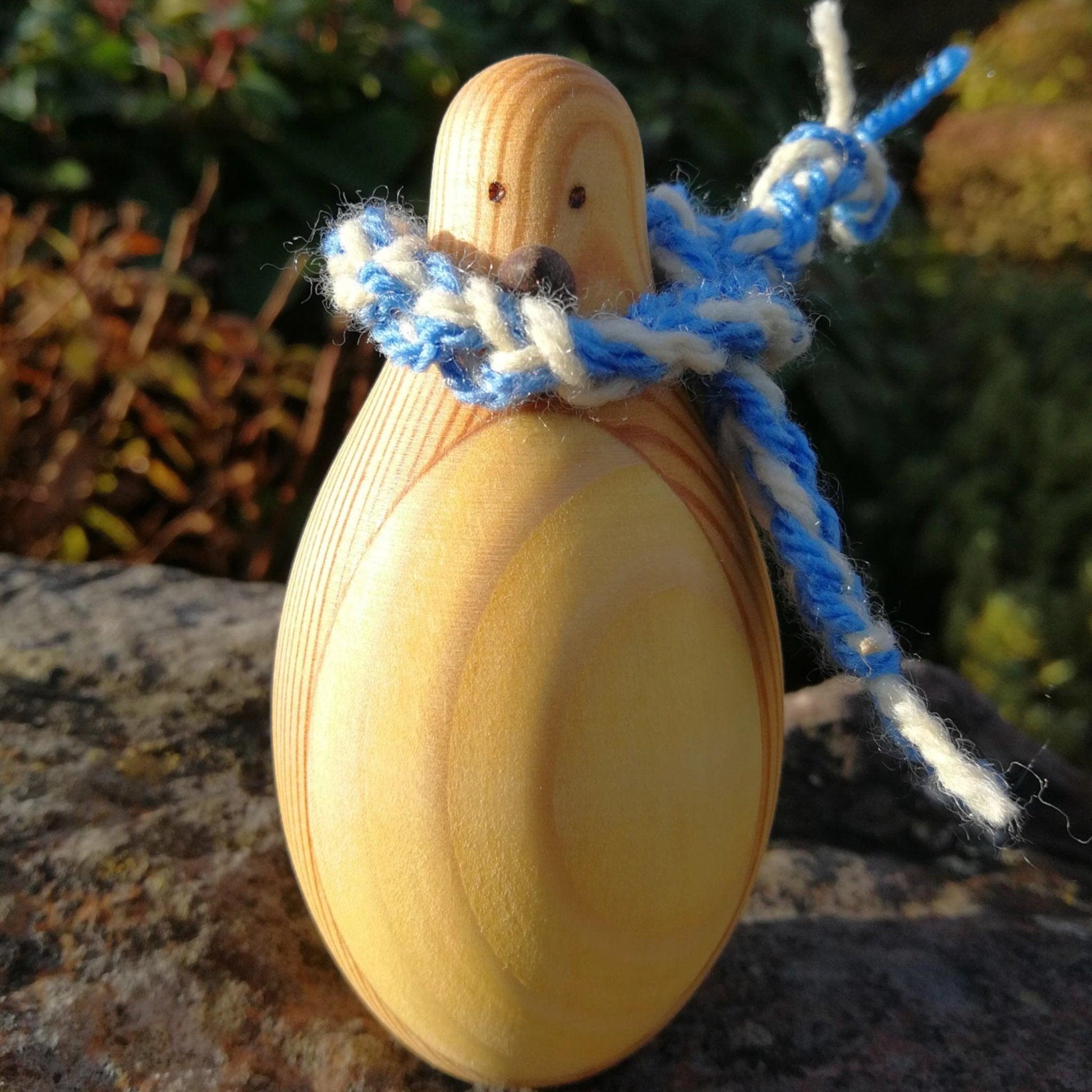 Handmade Wooden Penguin With Scarf Accessory