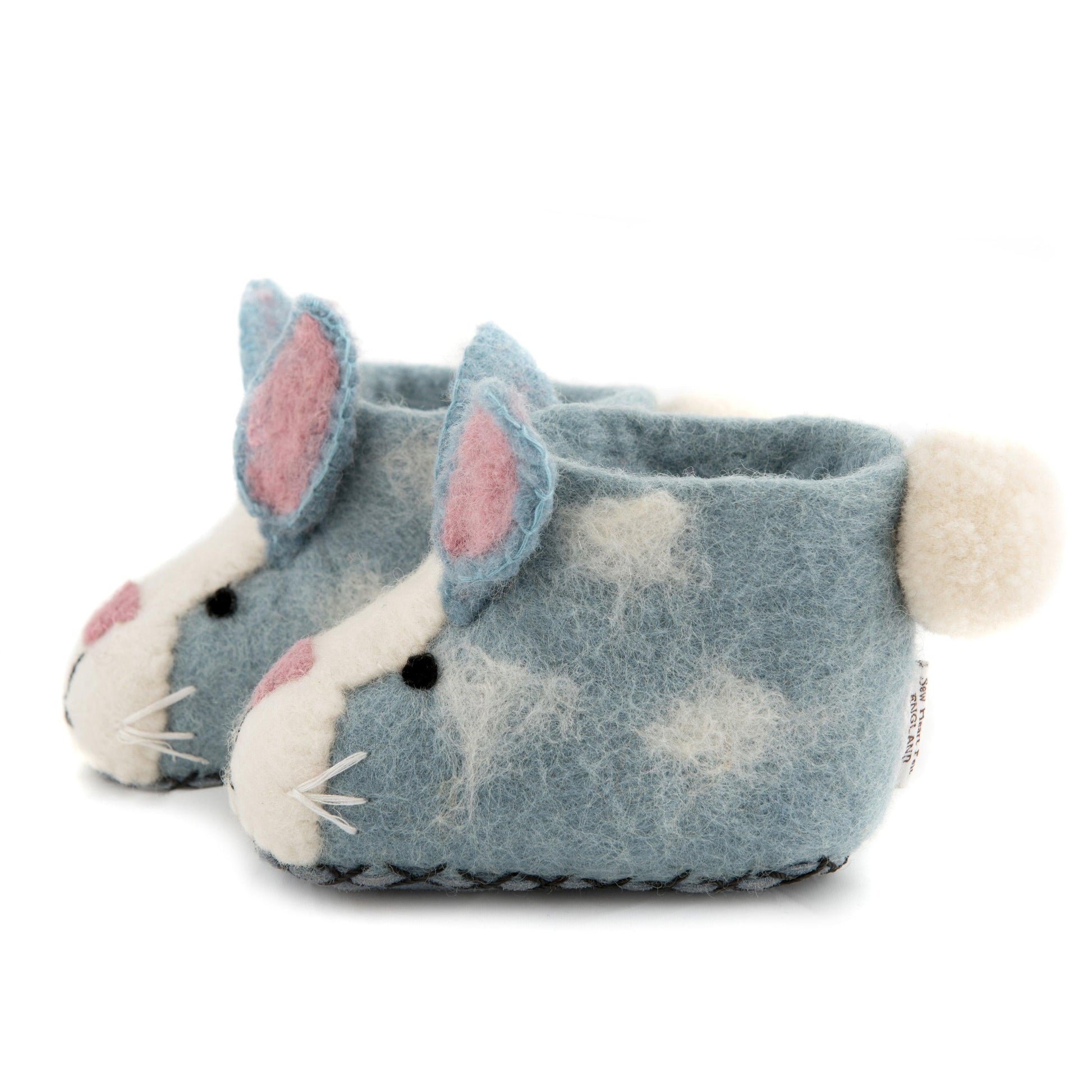 Hand Sewn Children's Blue Rabbit Slippers - Drumgreenagh Craft & Design Store