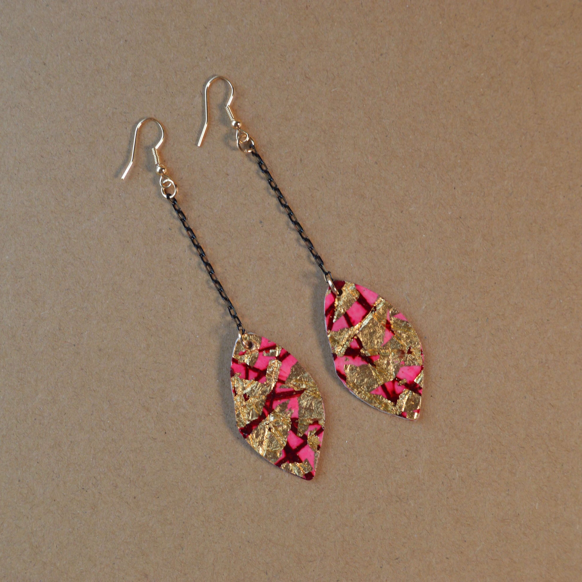 Long Drop Pink & Gold Earrings - Drumgreenagh Gift Store