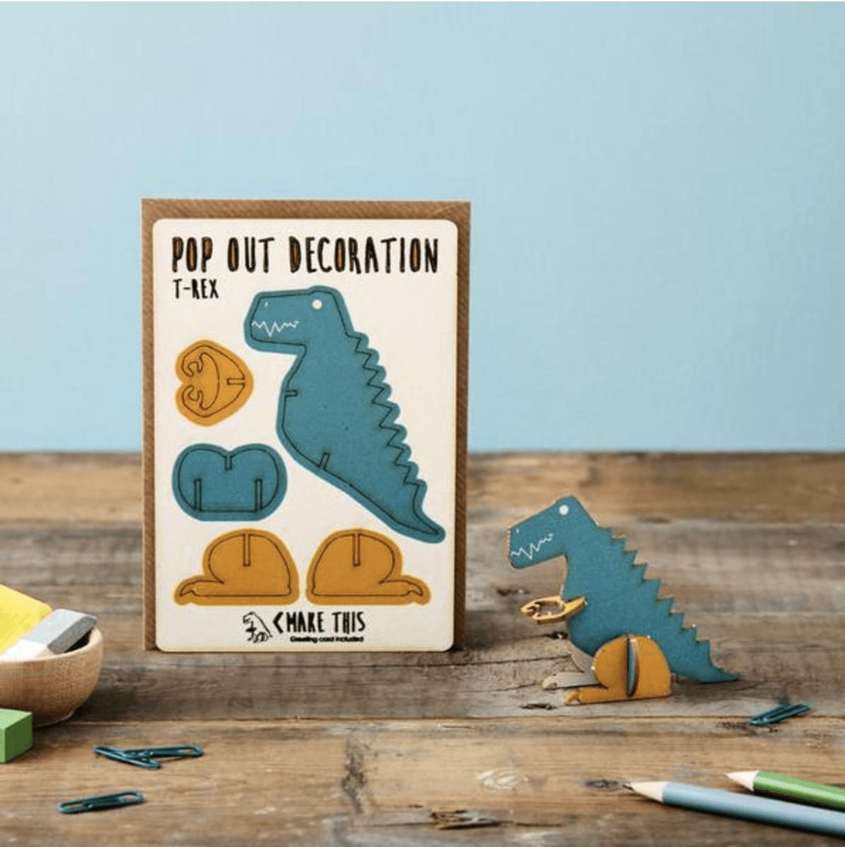 Pop Out T-Rex Dinosaur Decoration & Card - Drumgreenagh Craft & Design Store