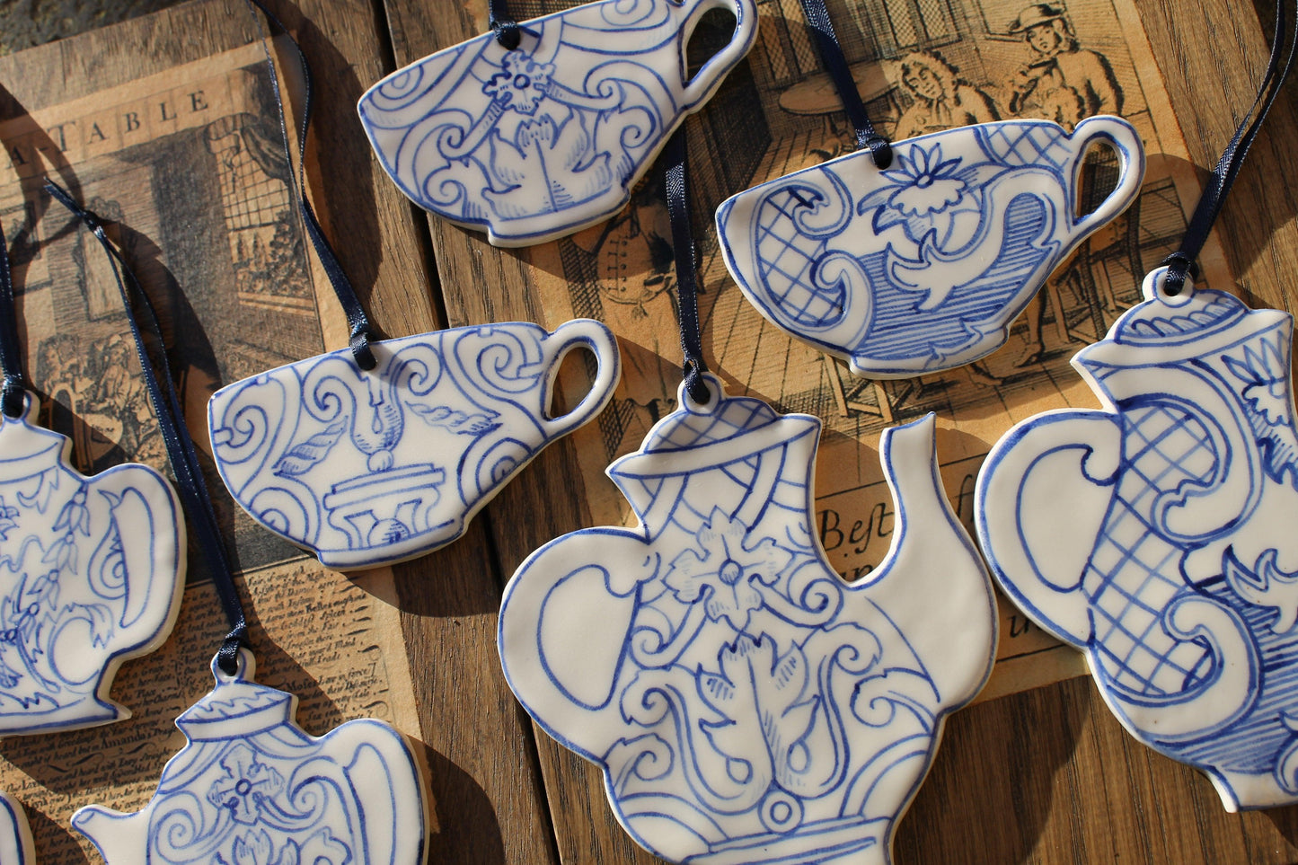 Blue & White Hand Painted Porcelain Deocrations
