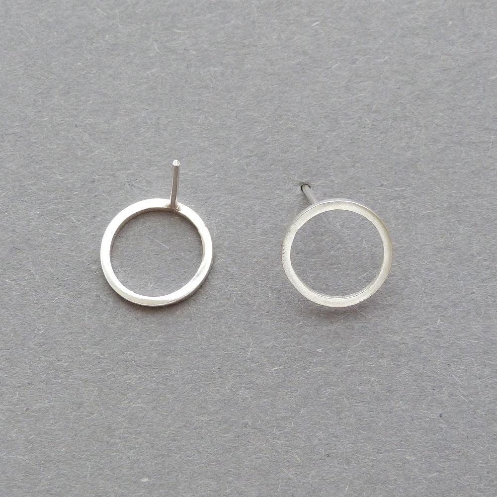 Circle Stud Silver Earrings