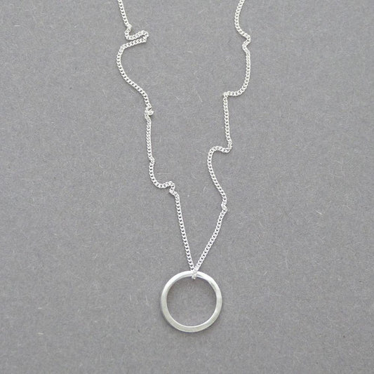 Contemporary Sterling Silver Necklace with Circle Pendant
