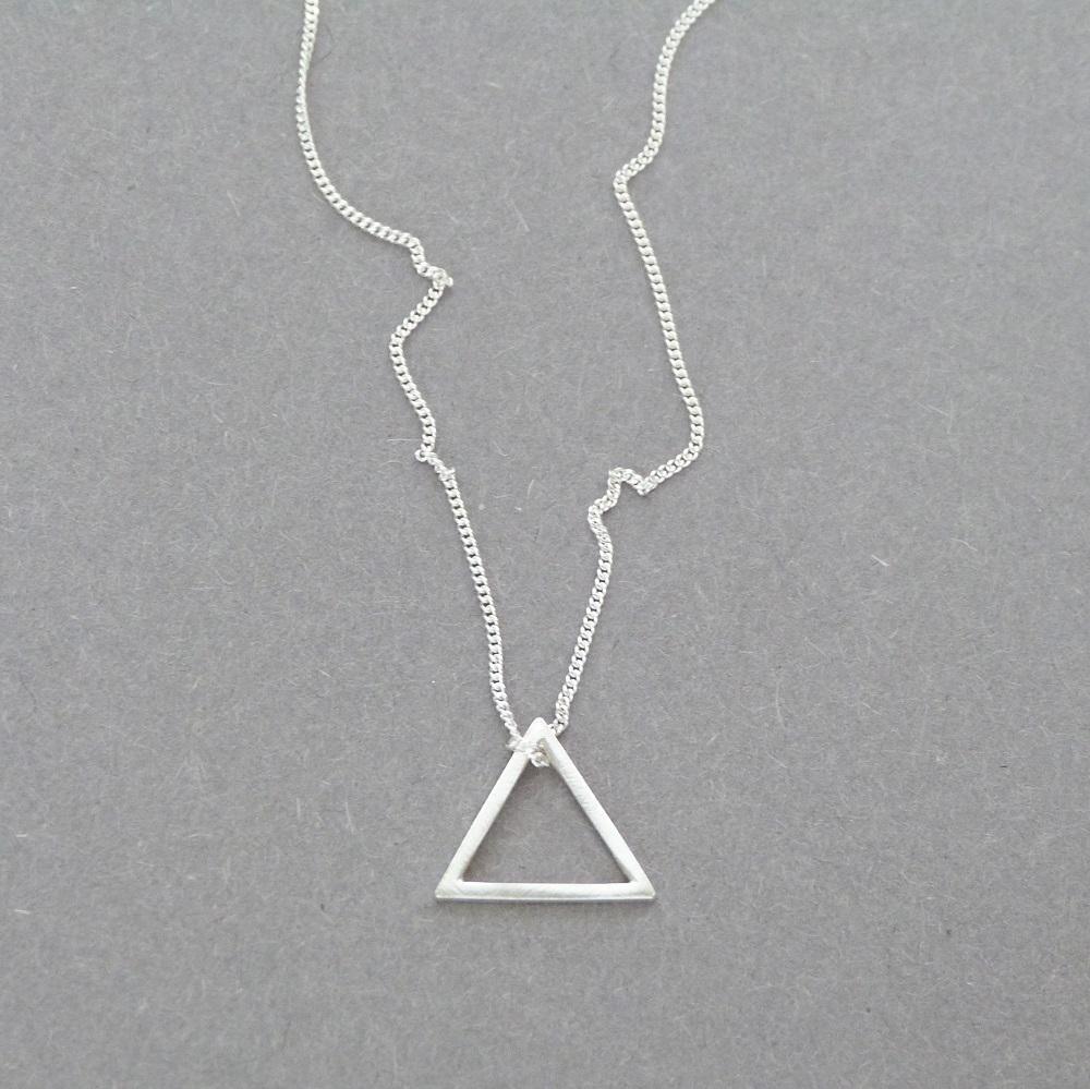 Sterilng Silver Necklace with Geometric Triangle Shaped Pendant