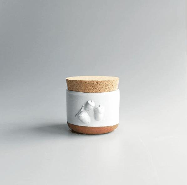 Small Terracotta & White Storage Jar