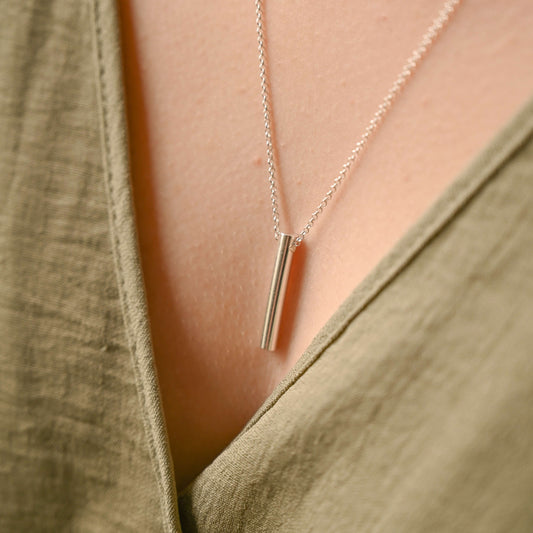 Chunky Silver Bar Necklace - Drumgreenagh Ethical Jewellery Store Ireland