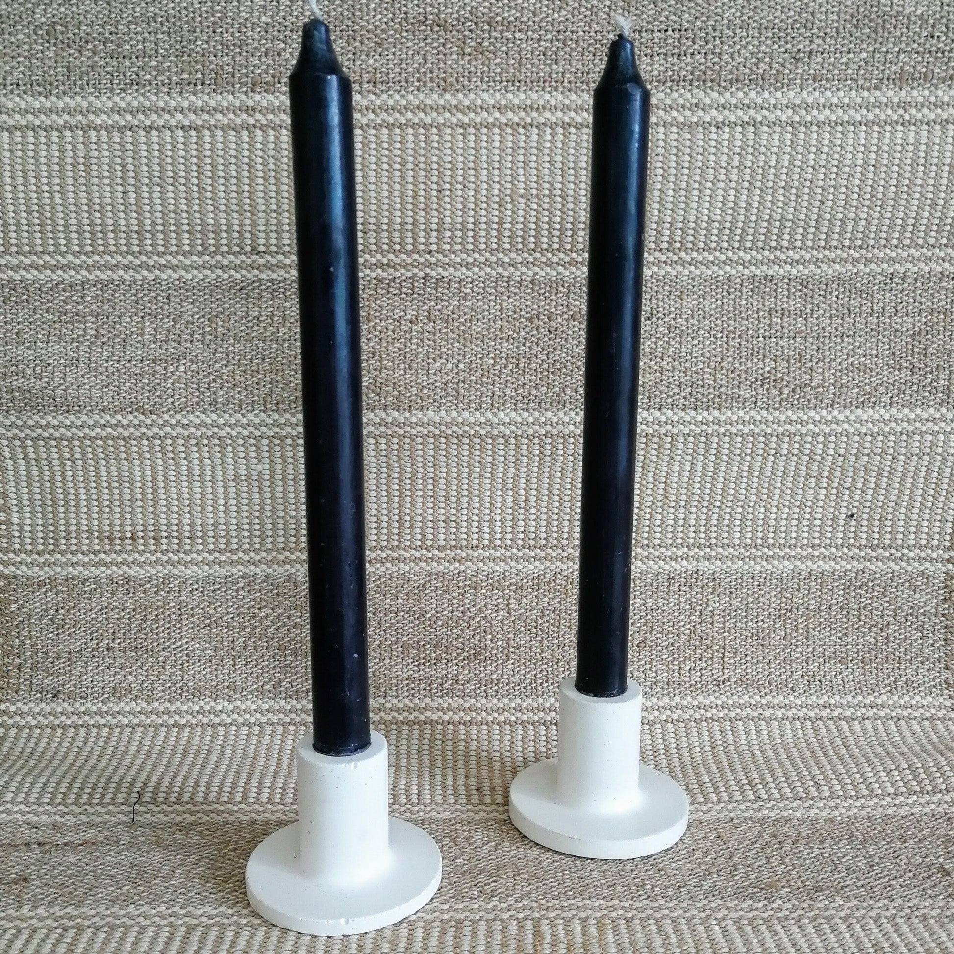 Set Of White Concrete Candle Holders